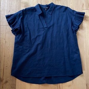 Banana Republic navy linen blend top